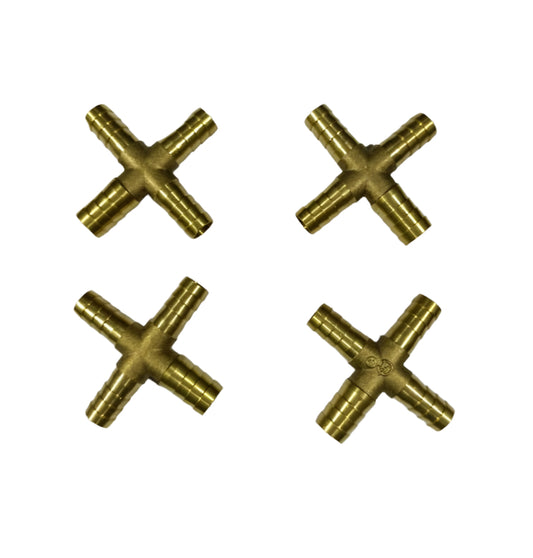 Brass 4way Barb 10x10x10x12mm