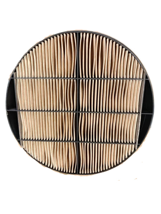 Circular wooden match holder with multiple compartments on a white background